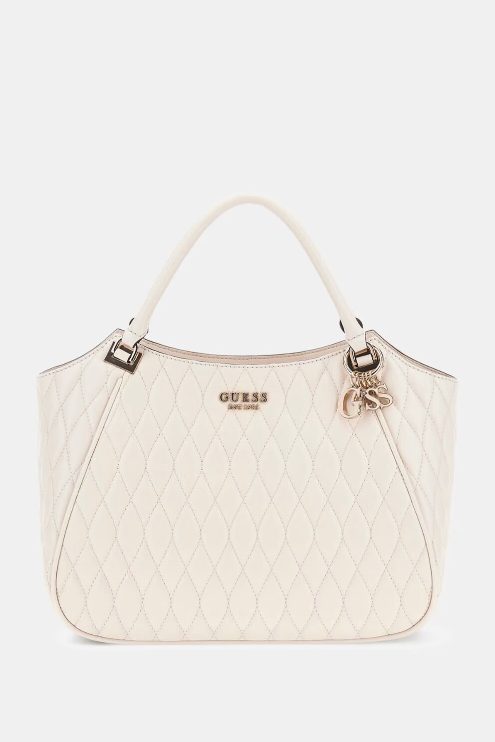 Guess  Valla Kapitoneli Shopper Çanta Krem