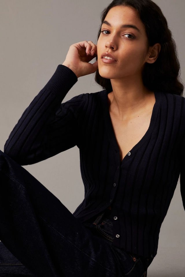 Calvin Klein İnce Kaplamalı Pamuklu Hırka Mürekkep Mavisi