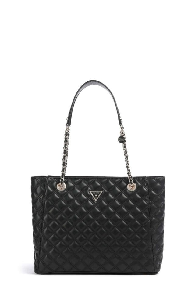 Guess Giully Büyük Tote Çanta Suni Deri Siyah