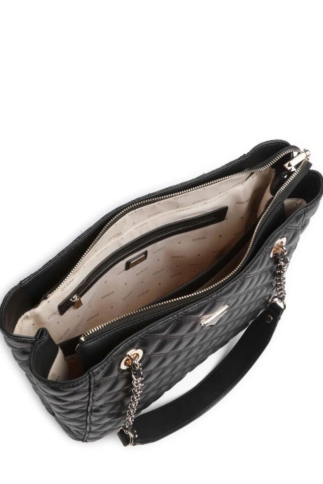 Guess Giully Büyük Tote Çanta Suni Deri Siyah