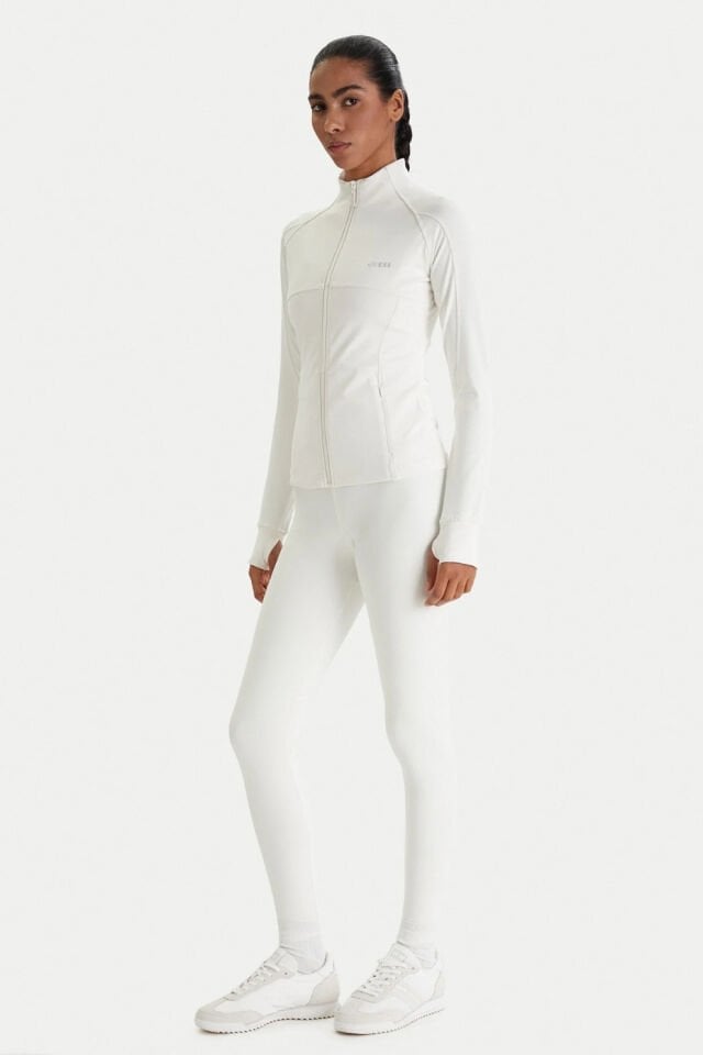 Guess Margot Uzun Kollu Fermuarlı Aktif Kadın Ekru Ceket