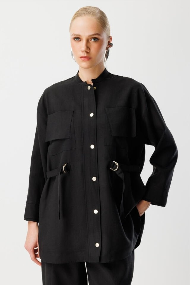 Ghisa Cep Kapağı Detaylı Takım Siyah