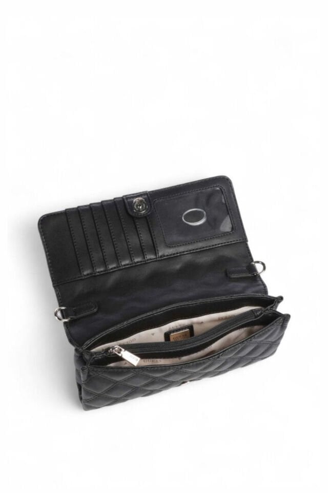 Guess Kadın Kapaklı Çapraz Çanta Siyah