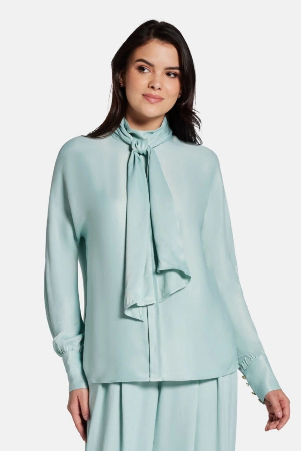 Guess Kadın Yeşil Claire Uzun Kollu Bluz