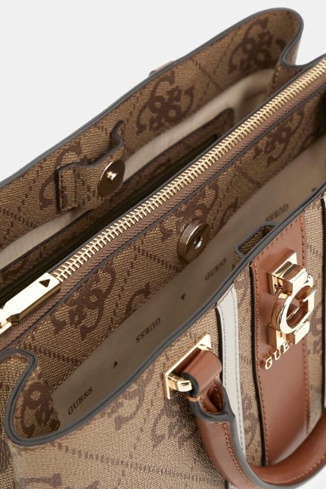 Guess Erenia 4G Logolu El Çantası Açık Kahverengi