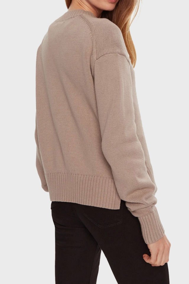 Calvin Klein Pamuk Yün Monogram Kazak Bej