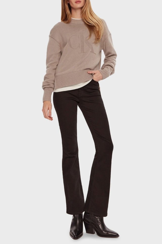 Calvin Klein Pamuk Yün Monogram Kazak Bej