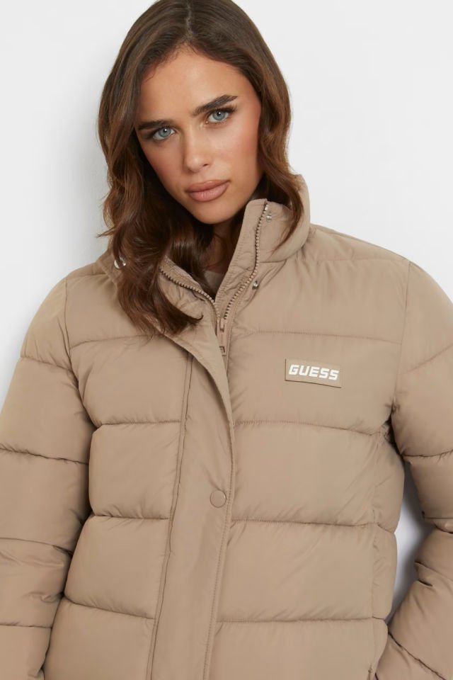 Guess Regular Kalıp Şişme Mont Bej