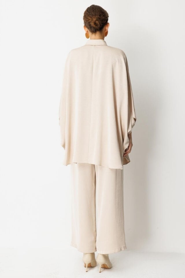 Ghisa Yarasa Kol Saten Takım Bej