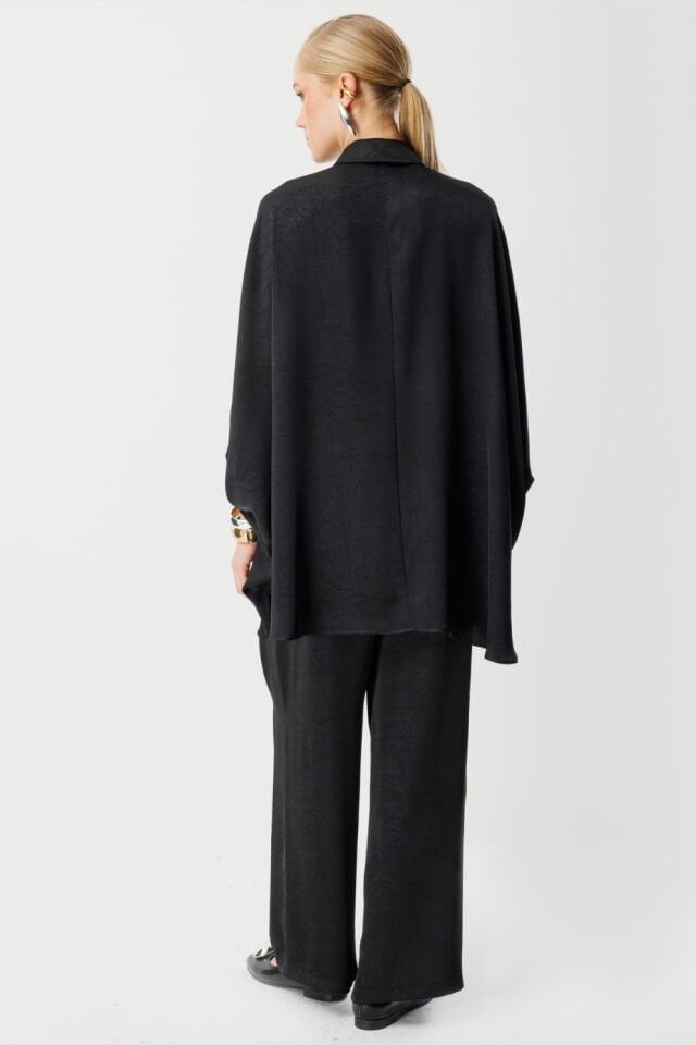 Ghisa Yarasa Kol Saten Takım Siyah