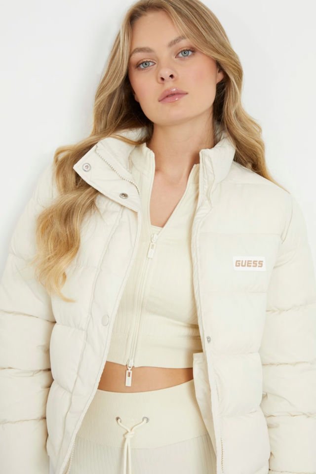 Guess Regular Kalıp Şişme Mont Beyaz