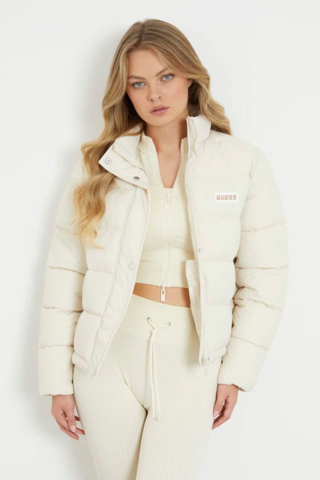 Guess Regular Kalıp Şişme Mont Beyaz