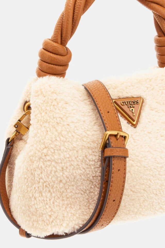 Guess Shaida Sahte Kürk Mini Çanta Krem