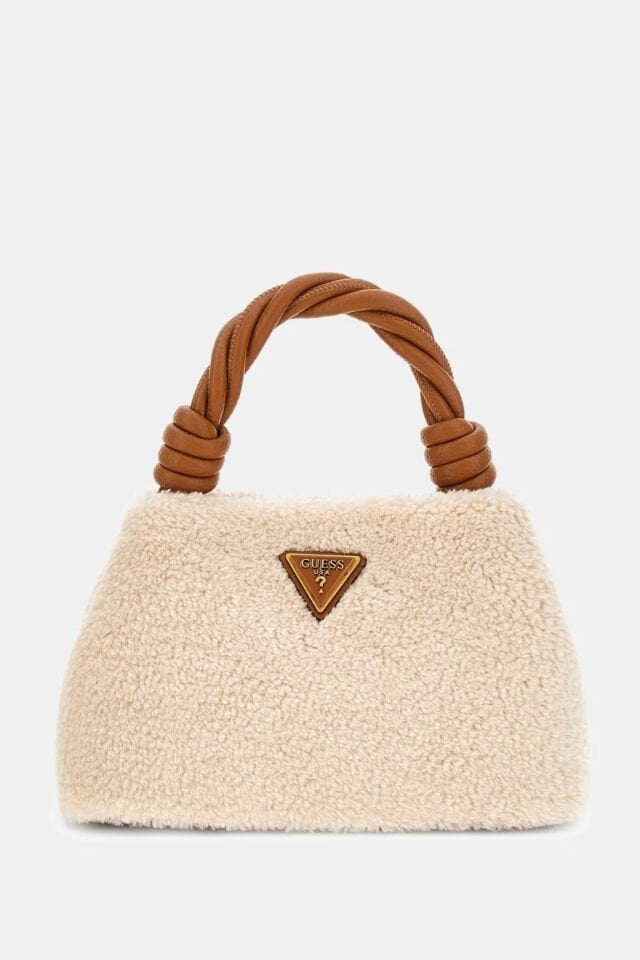 Guess Shaida Sahte Kürk Mini Çanta Krem