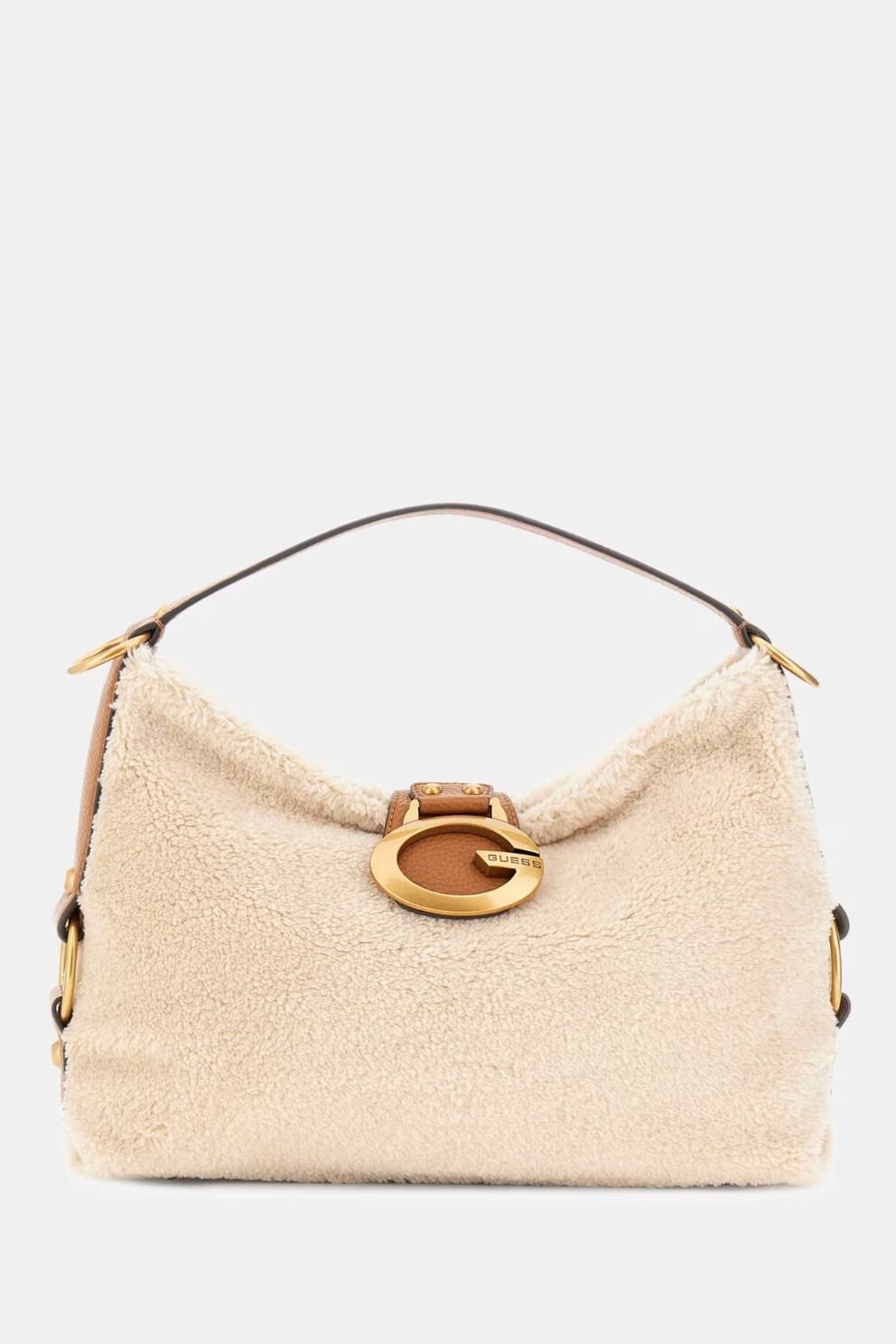 Guess Camden Yapay Kürk Omuz Çantası Krem