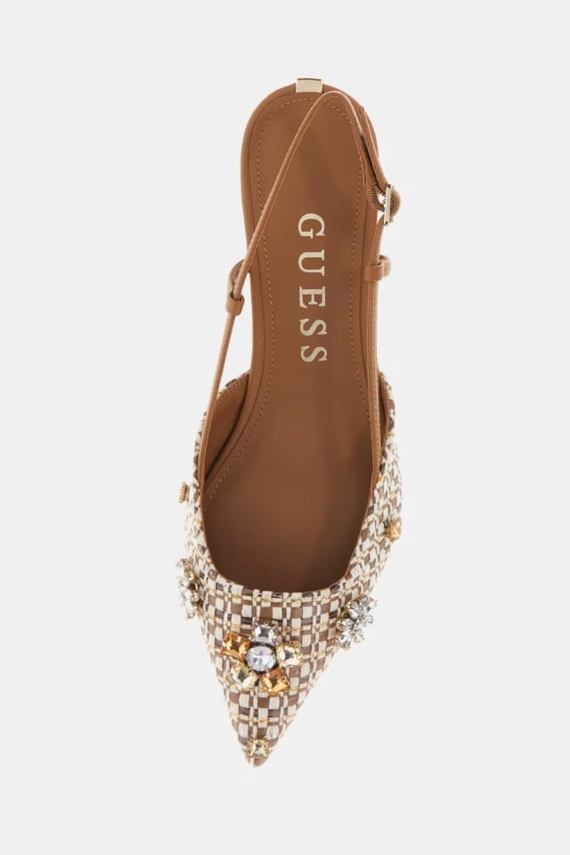 Guess Jesseny Mücevher Detayli Slingback Kahverengi
