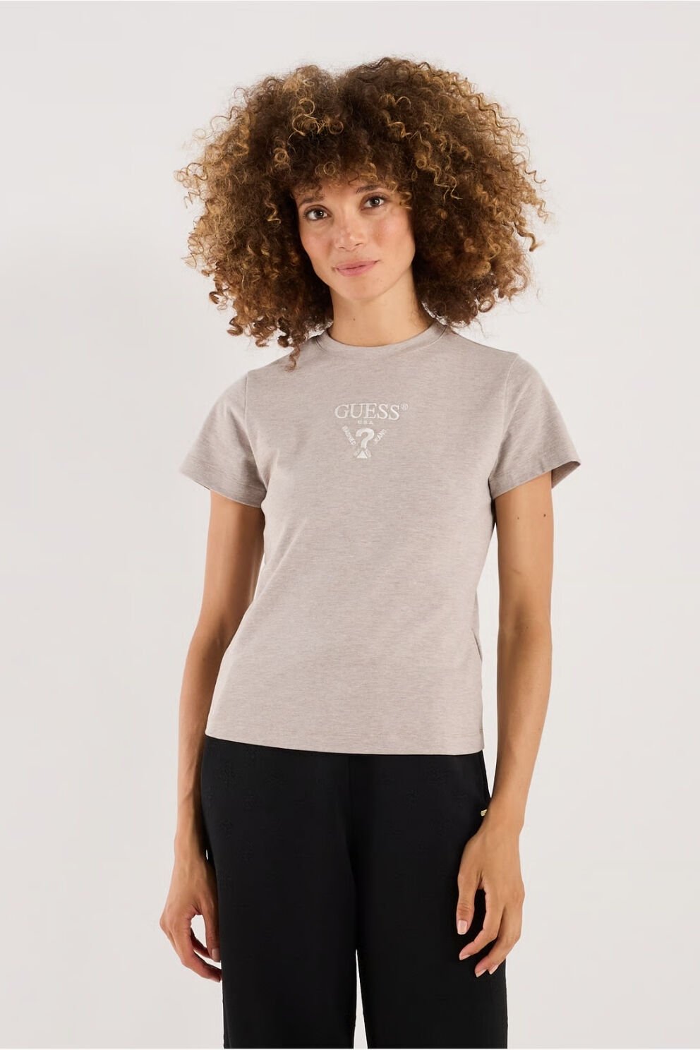 Guess İşlemeli Logolu Tişört Gri