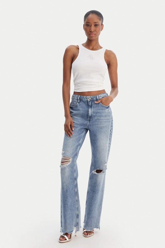 Guess  Fitilli Örgü Üst Beyaz