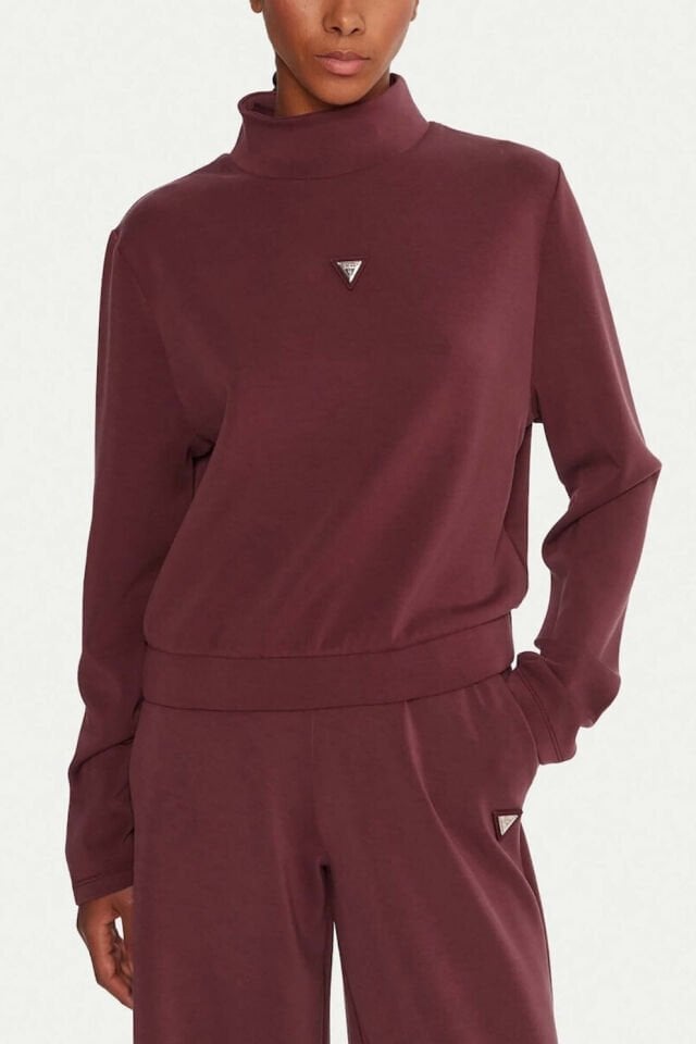 Guess Yüksek Yaka Sweatshirt Bordo