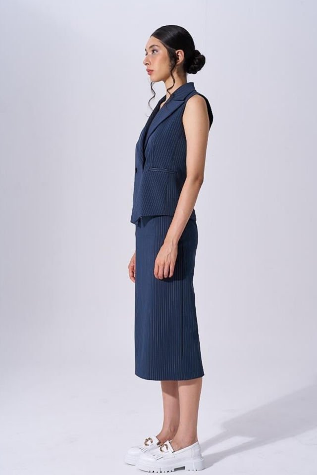 Naar Çizgili Etek Lacivert