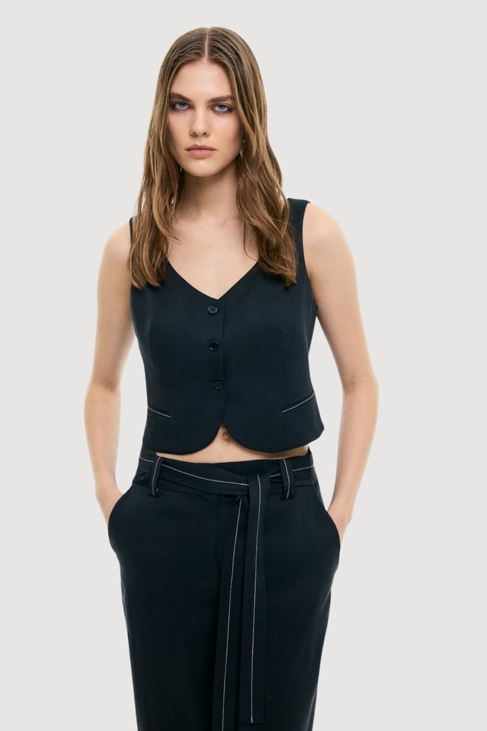 Roman Tailored Fit Yelek Lacivert