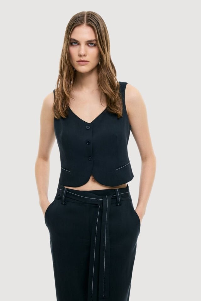 Roman Tailored Fit Yelek Lacivert