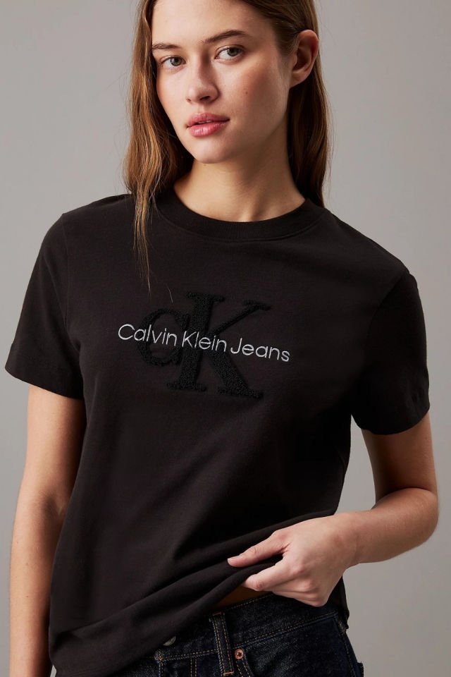 Calvin Klein Şönil Monogram Tişört Siyah