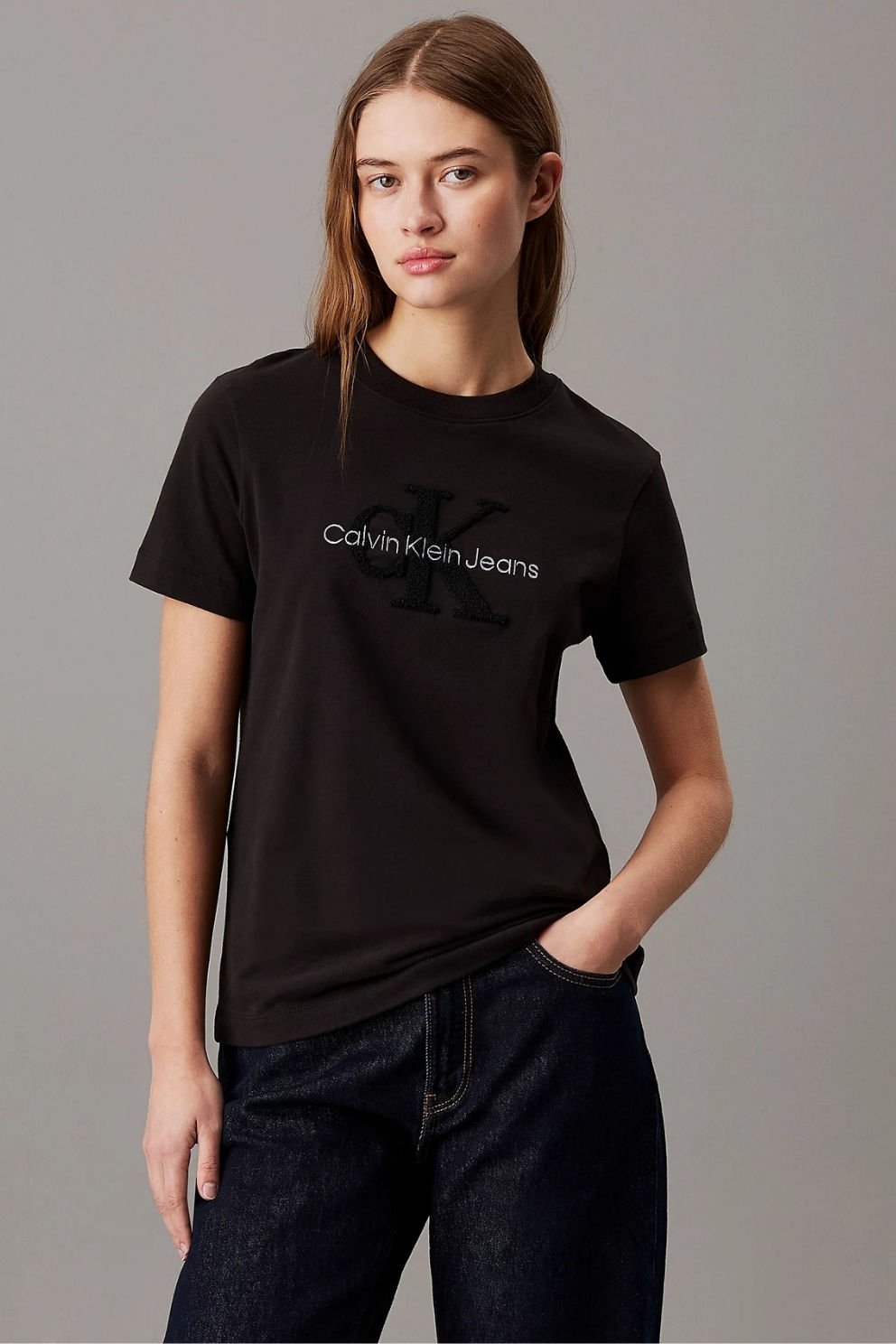 Calvin Klein Şönil Monogram Tişört Siyah
