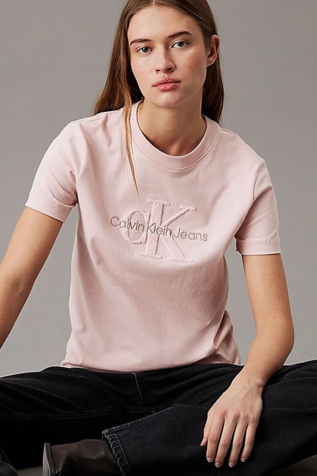 Calvin Klein Şönil Monogram Tişört Pembe