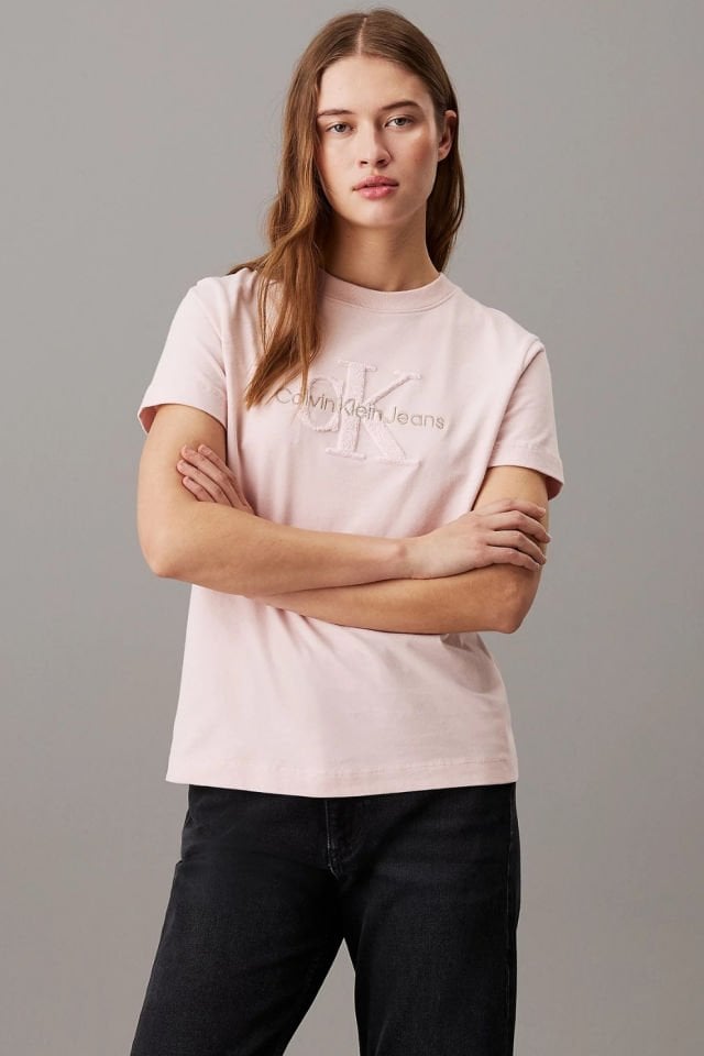 Calvin Klein Şönil Monogram Tişört Pembe