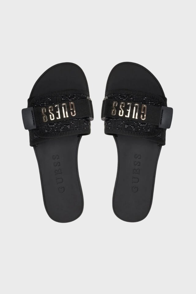 Guess Elyze Logolu Terlik Siyah