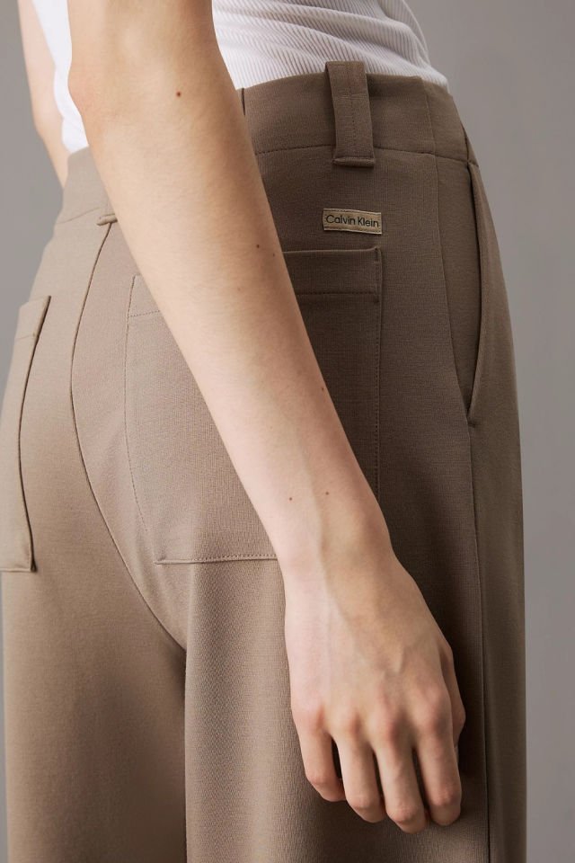 Calvin Klein Milano Jersey Geniş Paça Pantolon Vizon