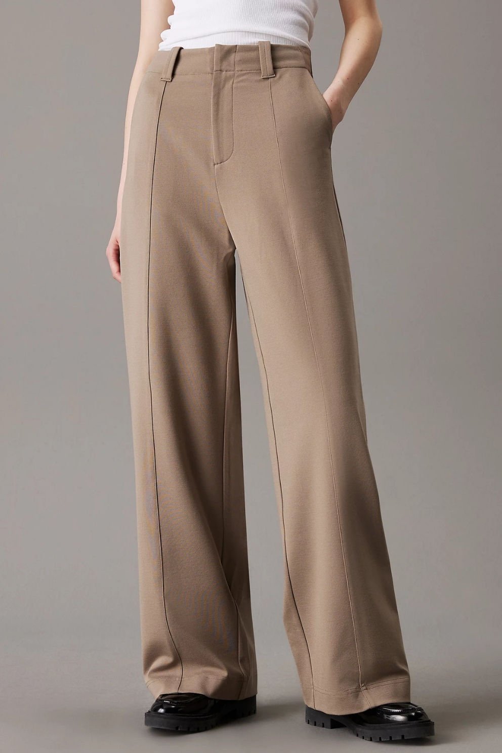 Calvin Klein Milano Jersey Geniş Paça Pantolon Vizon