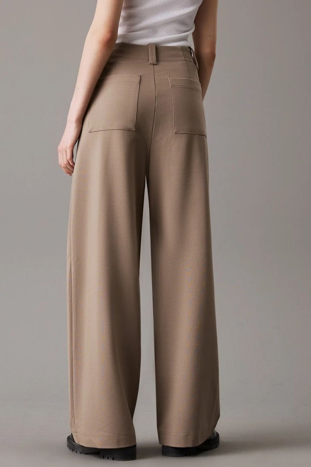 Calvin Klein Milano Jersey Geniş Paça Pantolon Vizon