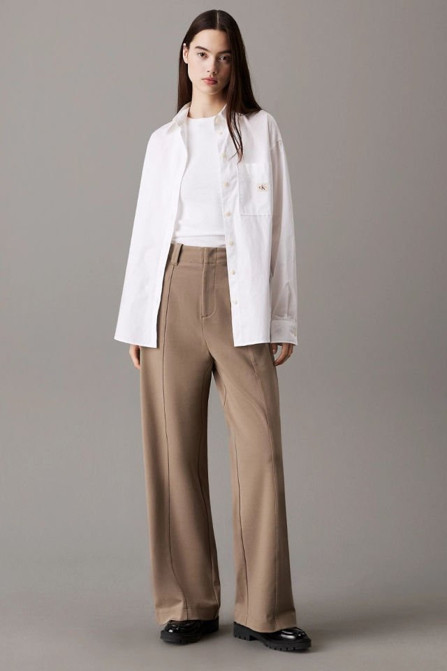 Calvin Klein Milano Jersey Geniş Paça Pantolon Vizon