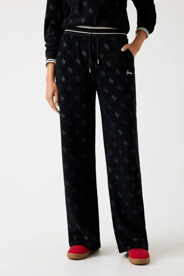 Guess 4G Paulina Kadın Siyah Aktif Loose Fit Eşofman Altı