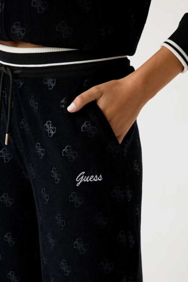 Guess 4G Paulina Kadın Siyah Aktif Loose Fit Eşofman Altı