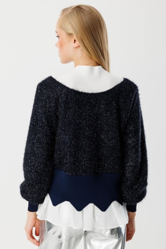 Ghisa Simli Katmanlı Tunik Lacivert