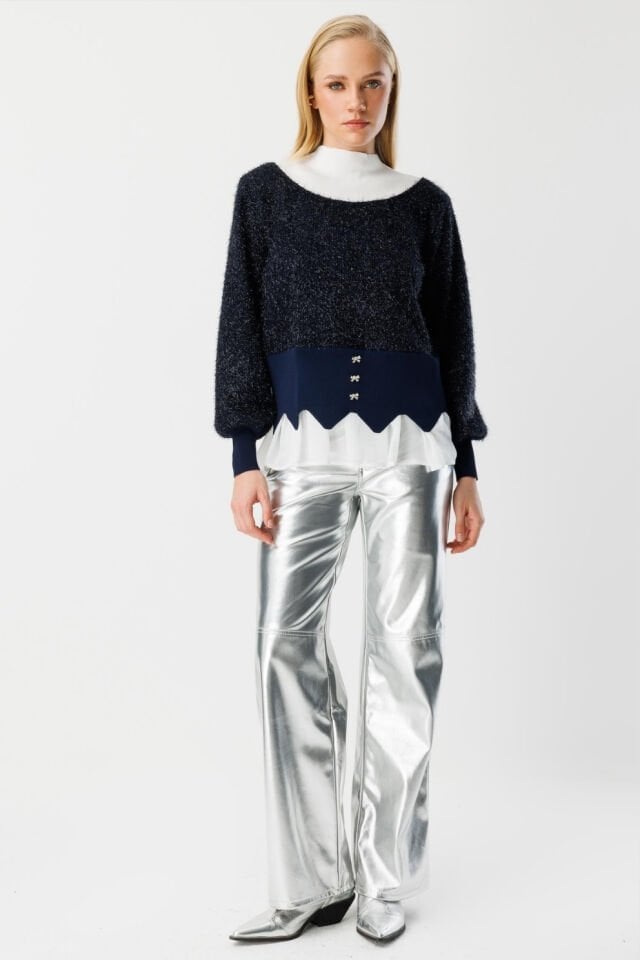 Ghisa Simli Katmanlı Tunik Lacivert