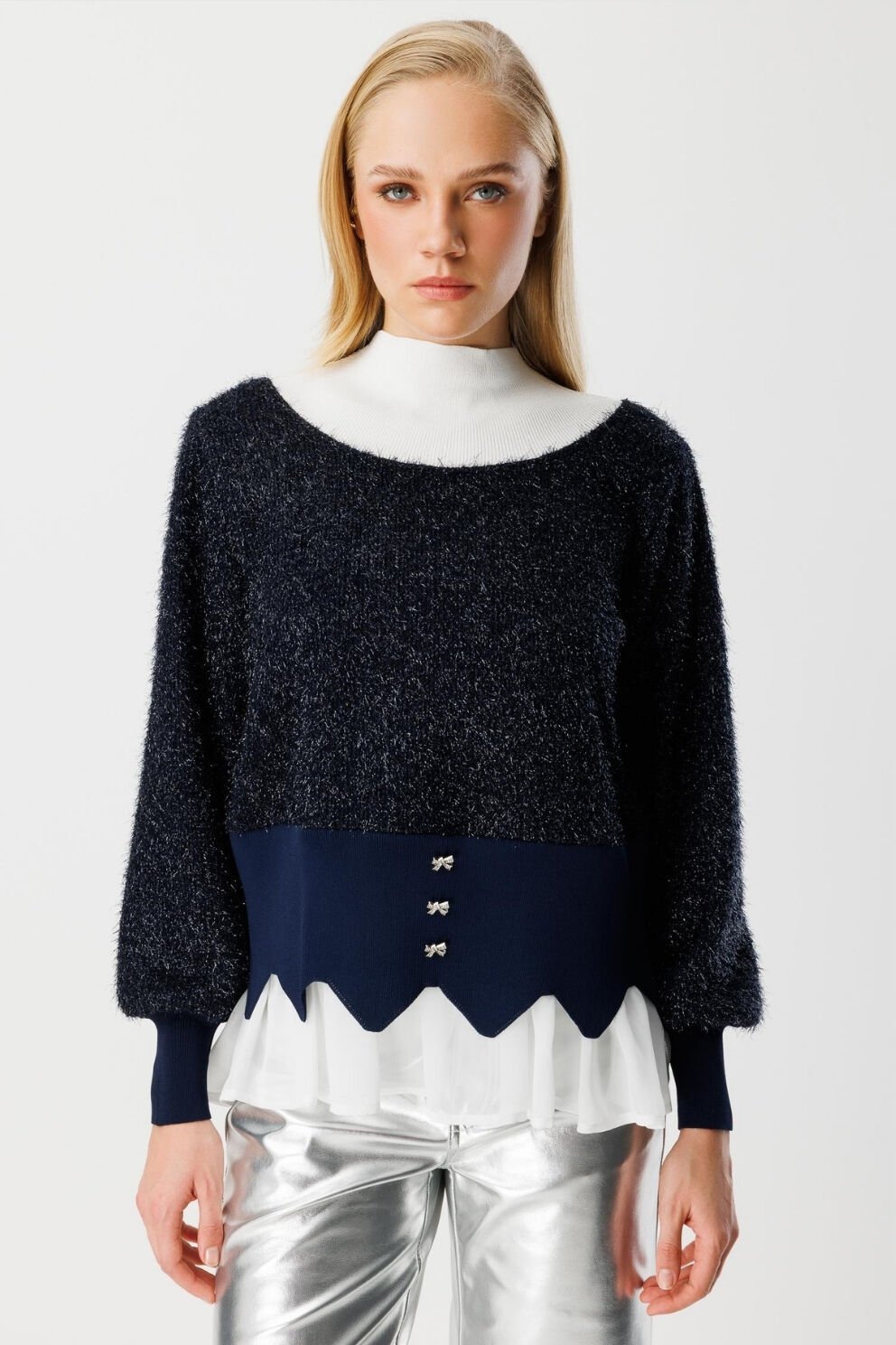 Ghisa Simli Katmanlı Tunik Lacivert