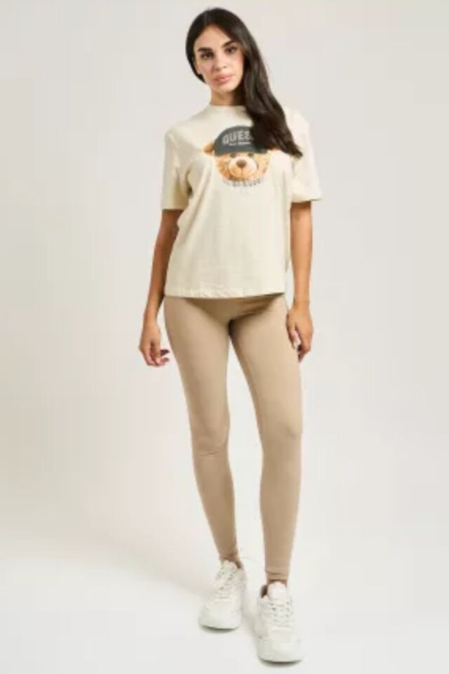 Guess Logo Spor Taytları Bej