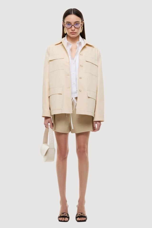 Roman Dört Cepli Önü Düğmeli Ceket Bej