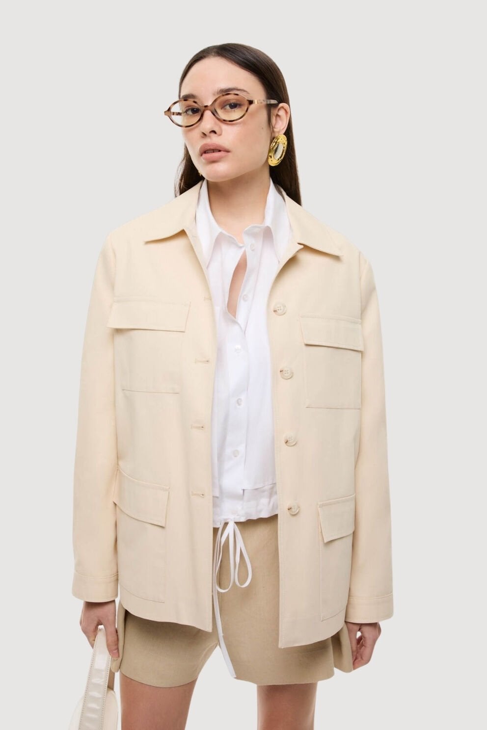 Roman Dört Cepli Önü Düğmeli Ceket Bej