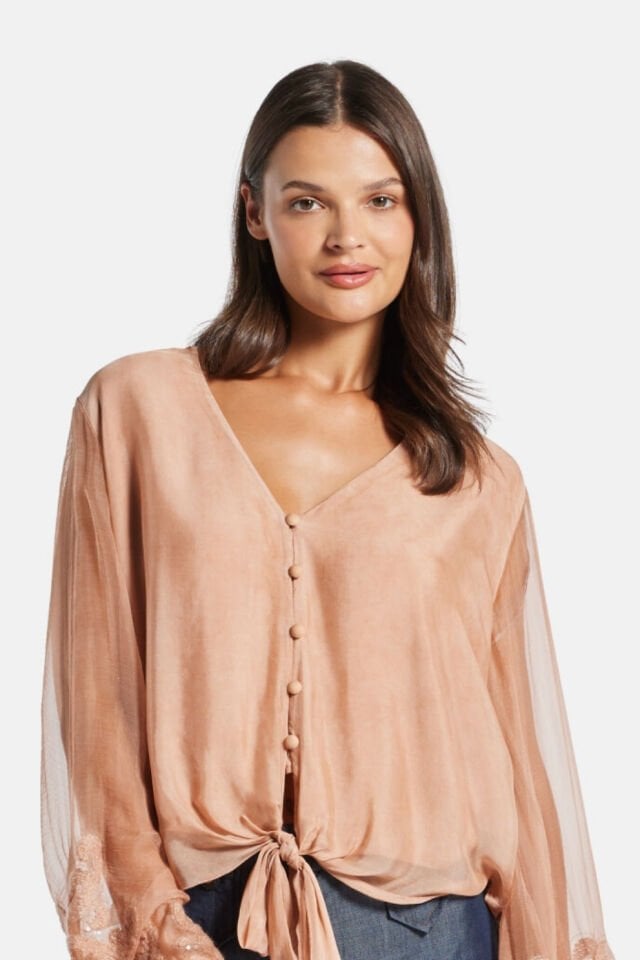 Guess İpek Karışımlı Gömlek Toz Pembe