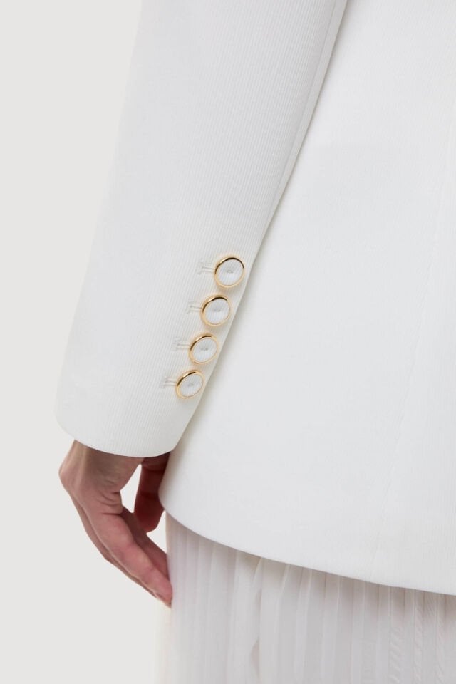 Roman Kruvaze Blazer Ceket Beyaz