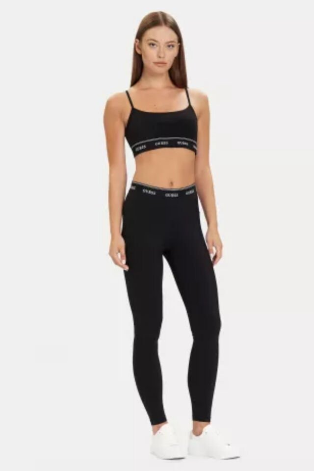 Guess Logo Spor Taytları Siyah