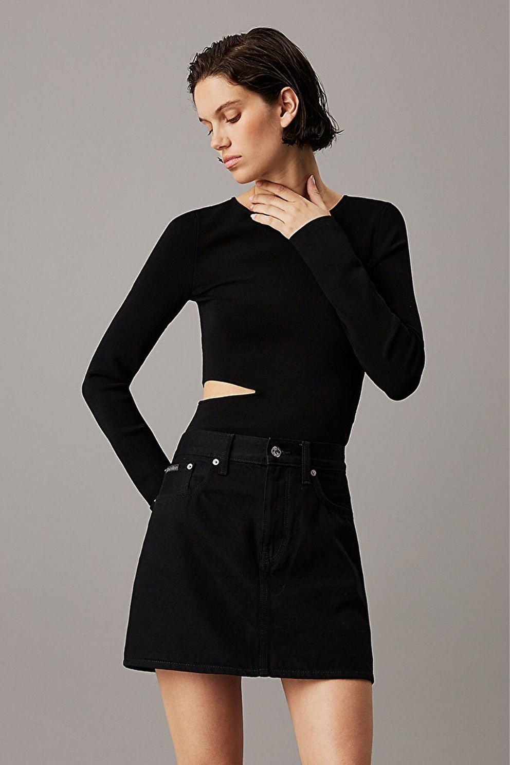 Calvin Klein Cut Out Detail Kazak Siyah
