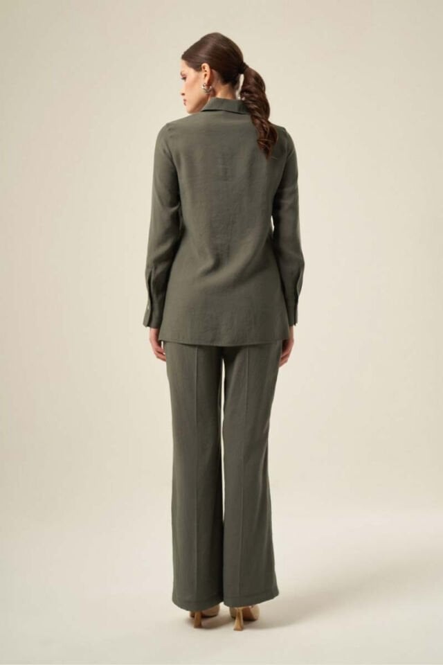 Mascara Boydan Düğmeli Haki Yeşili Gömlek