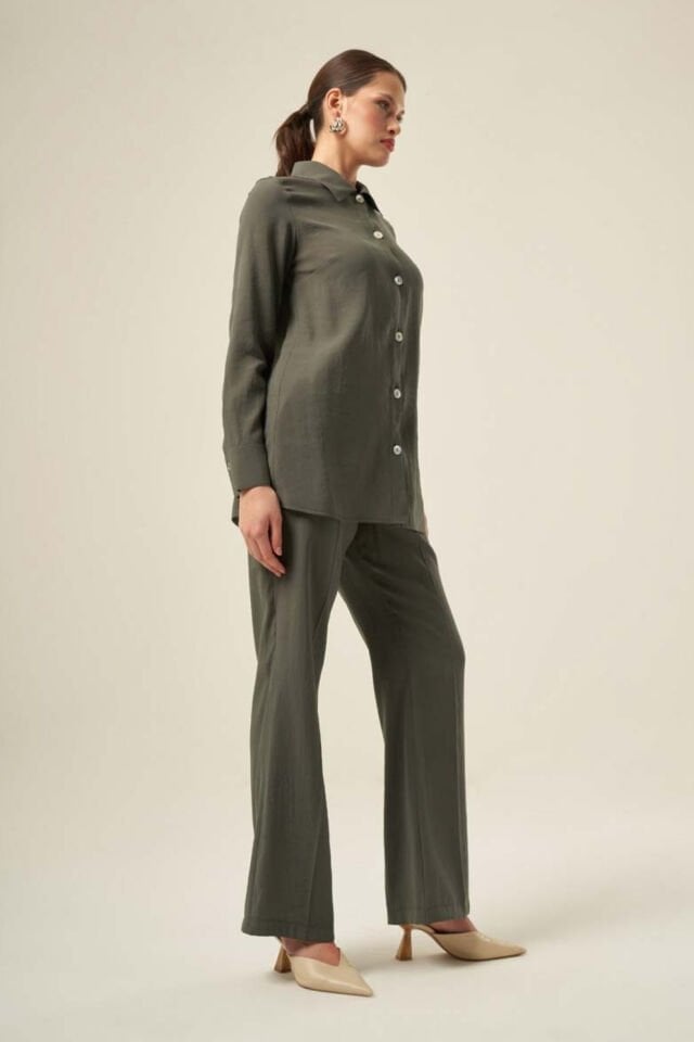 Mascara Bol Paça Haki Yeşil Pantolon