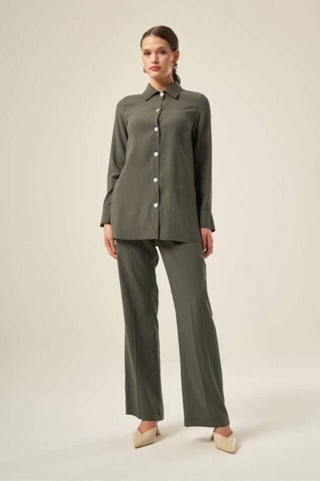 Mascara Bol Paça Haki Yeşil Pantolon